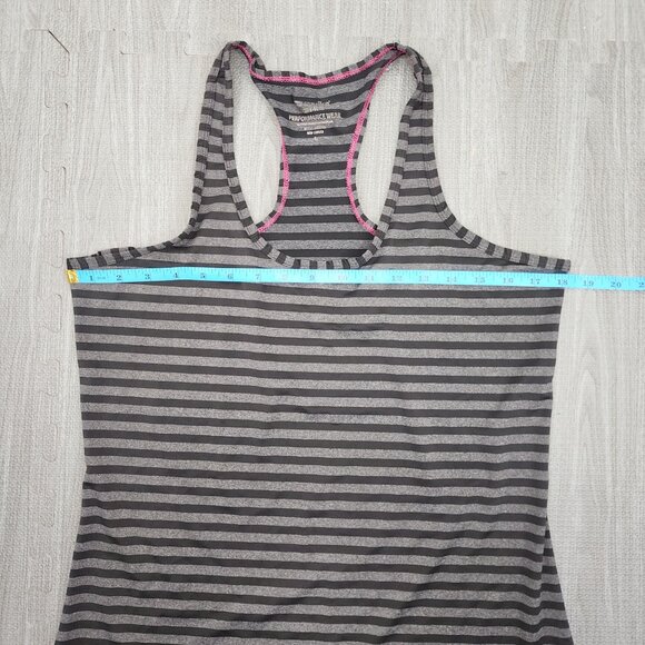 Women's Marika Dry-Wik Performance Wear Striped Racerback Tank Top Gray Black La - Picture 5 of 8